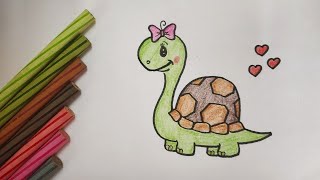 How to Draw Cute Turtle Easy Step by Step | Drawing Tutorial for Beginners and Kids