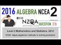 2016 NCEA 2 Algebra Exam Q1b