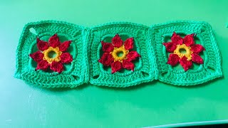 How to crochet square flower. Lesson 112. Right and left handed. Free pattern. Reno’s crochet.