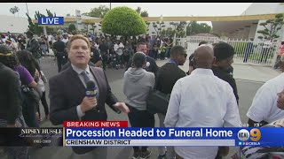 Nipsey Hussle's Funeral Procession Heads To Funeral Home