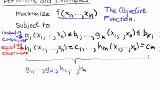Constrained Optimization Lecture I Part 1: Definitions and Examples