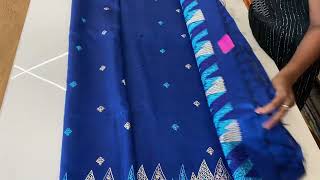 LISA -  THE SEMI RAW SILK SAREES WITH MOUNTAIN PEAK BORDER