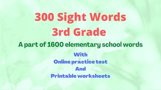 300 Sight Words for 3rd Grade