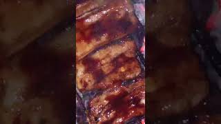 Grilling the marinated pork belly #satisfying #asmr #shorts