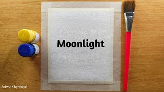 Easy Moonlight Painting for Beginners, step by step tutorial, night scenery painting