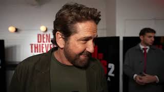 DEN OF THIEVES: PANTERA: Gerard Butler red carpet interview | ScreenSlam