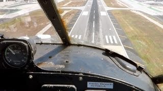 Beech-18 flight with open window  (Cockpit View)