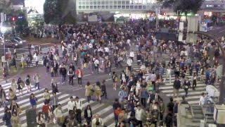 Shibuya Crossing at Night in Tokyo on October, 2014 (夜の渋谷スクランブル交差点2014年10月)