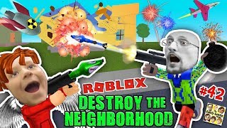 ROBLOX Destroy the Neighborhood w/ Airplane? AWESOME a 💩 Bomb! (FGTEEV Get Rich Destruction #42)