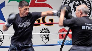 DMITRY BIVOL THROWING KNOCKOUT HOOKS FOR CANELO ON MITTS IN TRAINING SESSION; CAN HE PULL UPSET?