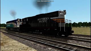 TS Classic: SP 3873 tows Coaster 2103 out of campo depot