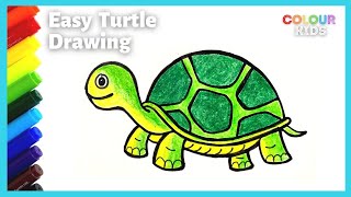 Easy Turtle Drawing and Coloring | Step by Step Simple Turtle Drawing | How to Draw a Tortoise