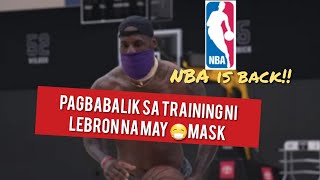 LeBron James Working Out With A Mask At Lakers Practice