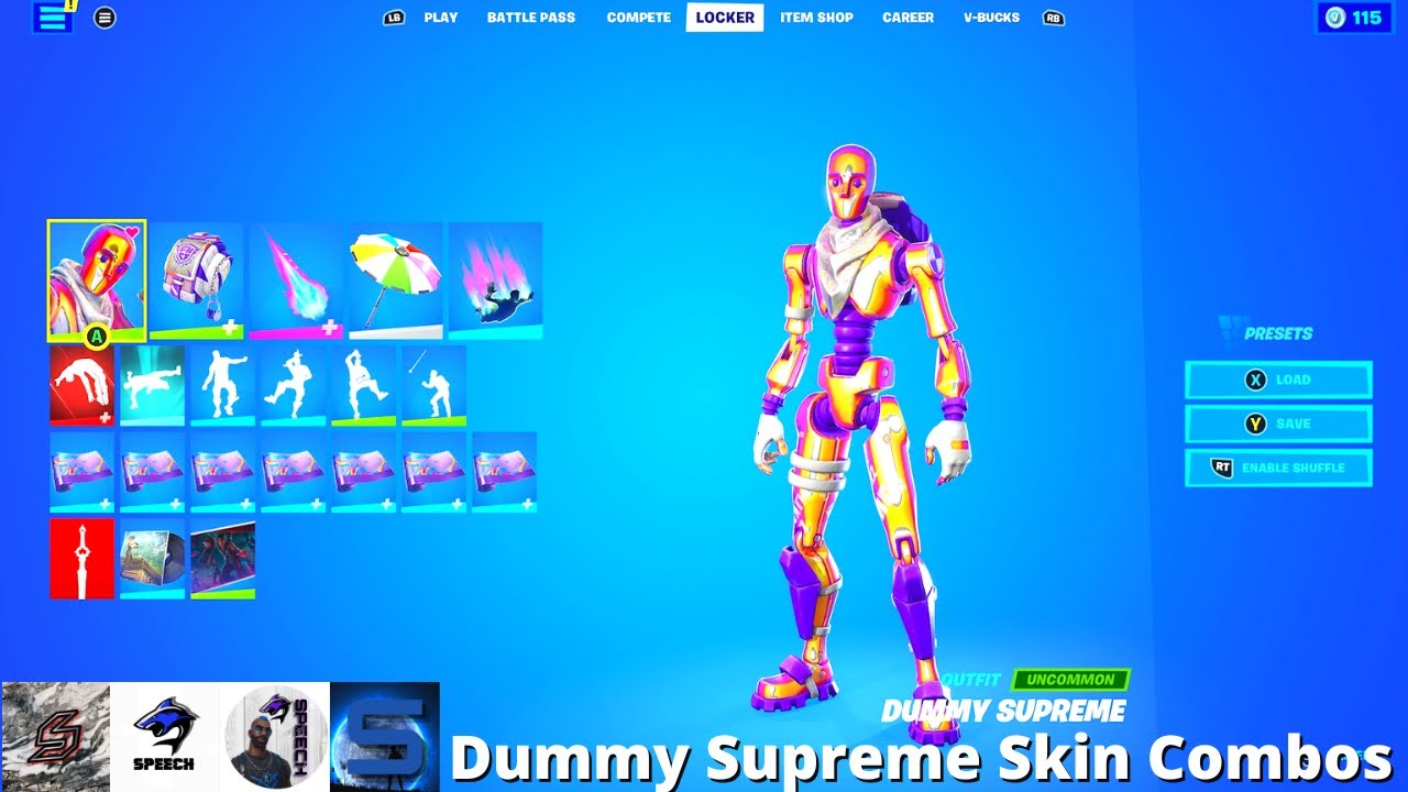 Dummy Supreme Skin Combos (Fortnite Battle Royale) - YouTube