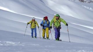 Skitouring in Alaska. Having fun in the mountains with friends