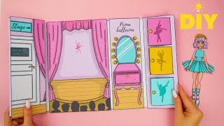 PAPER BALLET STAGE FOR BALLERINA DOLL | DRESS UP AND MAKE UP