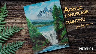 Acrylic landscape painting tutorial: PART 1 |Malayalam step by step tutorial for beginners