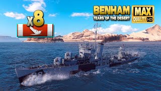 Destroyer Benham with 8 destroyed ships - World of Warships