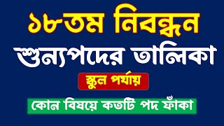 ১৮তম শিক্ষক নিবন্ধন । বিষয়ভিত্তিক শুন্যপদের তালিকা । স্কুল পর্যায় । দেখে নিন