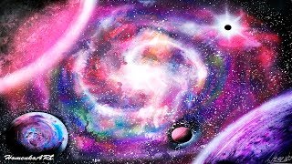 Amazing spray paint art nebula picture pink violet blue space painting cosmous by Homenko