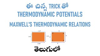 TRICK FOR MAXWELL’S THERMODYNAMIC  POTENTIALS \u0026 RELATIONS IN TELUGU