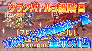 【プリコネR】クランバトル21年7月3段階目全ボス1凸フルオート攻略編成一覧