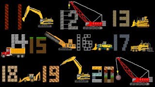 Construction Vehicles Counting 11 to 20 - Count with Trucks - The Kids' Picture Show