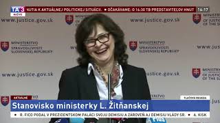 Ministerka spravodlivosti Lucia Žitňanská prehovorila o podaní demisie