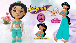 Princesa JAZMIN 🧞‍♀️👑 Amigurumi  | PARTE 2/2 🥰💕 Princesas Disney - Tutorial tejido a crochet