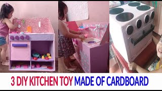 3 DIY KITCHEN TOY IDEAS MADE OF CARDBOARD | DIY CARDBOARD TOYS FOR KIDS