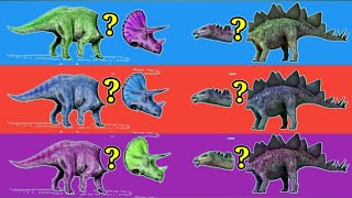 CUTE ANIMALS DINOSAURS, guess the dinosaur head Tryceratops, Stegosaurus colorfu