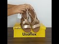 sandália casual feminina usaflex confort tiras cruzadas com elásticos laterais couro r1804