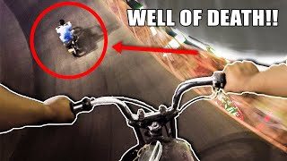 RIDING INSIDE THE WELL OF DEATH!! (STUNT)