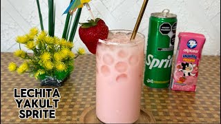 Super Bebida Refrescante (Lechita sabor fresa, Yakult y Sprite) #receta