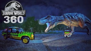 360 VR Escape from T-REX Jurassic Park Dinosaur Outbreak Attack
