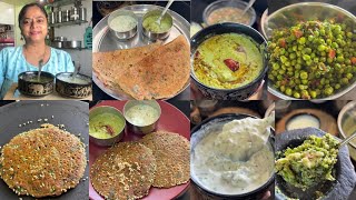 roj के swad से alag +Breakfast🍱 jowar dosa🌺 bajra pancake🌺coconut chutney🌺thecha raita🌺 matar ghugni