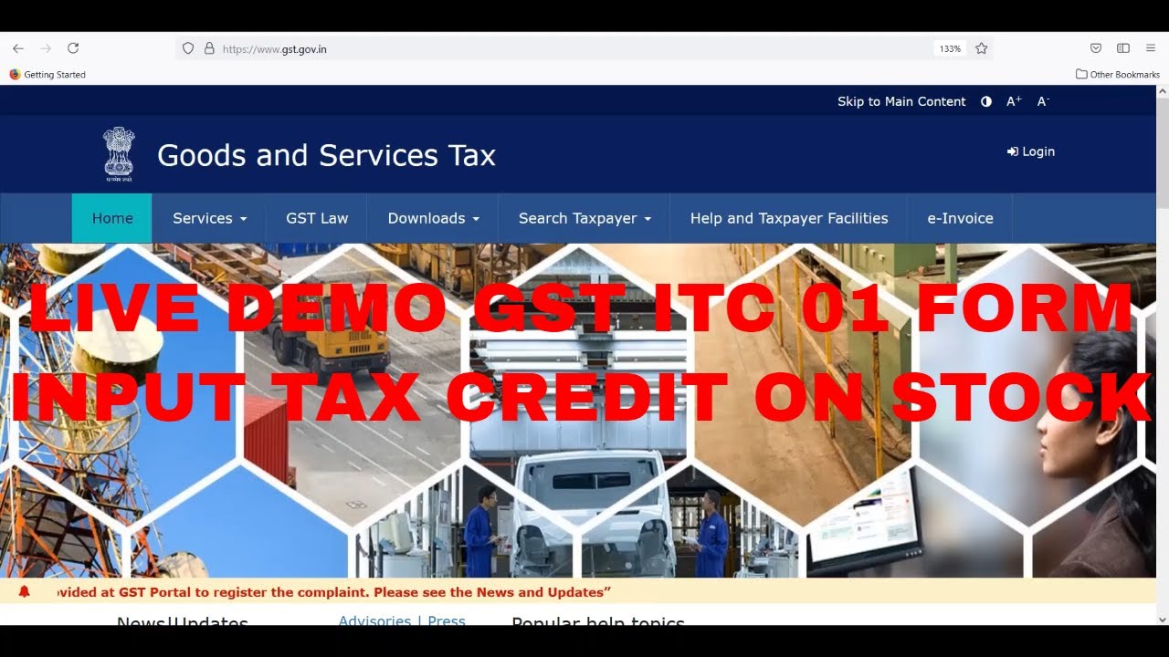 Live Demo GST ITC 01 Form | Claim ITC On Stock For New Taxpayers ...