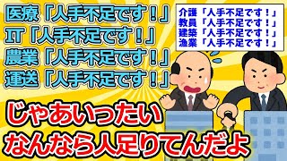 【2ch面白いスレ】医療「人手不足です！」IT「人手不足です！」農業「人手不足です！」運送「人手不足です！」【ゆっくり解説】