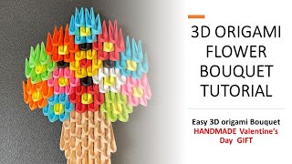 How to Make 3D Origami Flower Bouquet || DIY Paper Flower Bouquet 3D