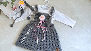 Crochet Strap Dress / Gardener Dress / For 1-2 Years Old