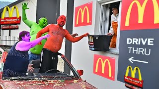 Team Hulk in McDonald's Drive Thru