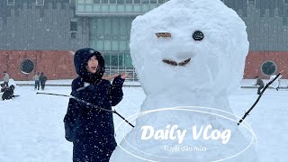 Daily Vlog| Tuyết Đầu Mùa Ở Hàn 🇰🇷✨| trận tuyết lớn sau 100 năm của Hàn 😨