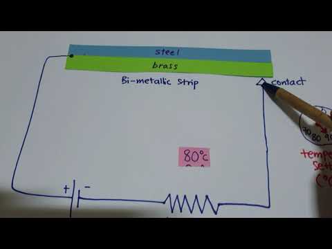 How do bimetallic strips work in thermostats?