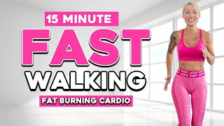 15 Min Fast Walking Fat Burning Cardio Workout At Home Knee Friendly