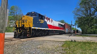 CSX 1852 Western Maryland Heritage Unit leads CSX M369 in Barberton, OH 5 2 24 4K