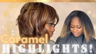 Caramel Blonde and Brown Highlights for DARK Skin!