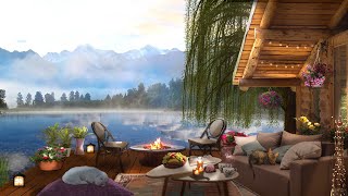 Spring Morning Ambience | Cozy Lake House & Relaxing Fireplace | Sleeping puppy