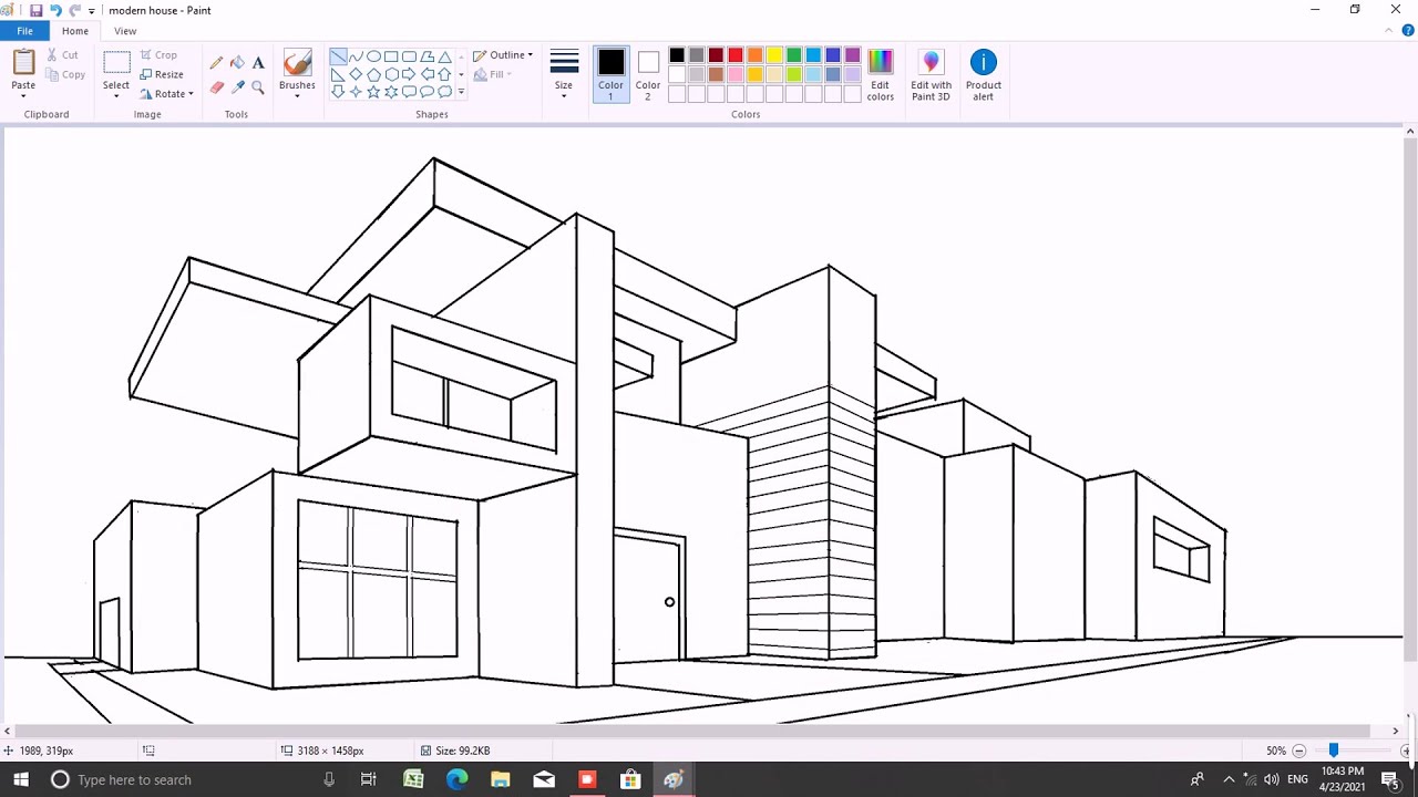 How To Draw A Style House In Ms. Paint Using Two Points - YouTube