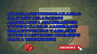 Ambrane unbreakable 3A fast charging, Ambrane 1.5m braided type C cable,#unboxing