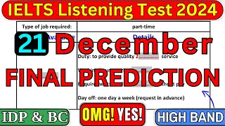 IELTS LISTENING TEST 2024 | IDP REAL IELTS LISTENING TEST 21 DECEMBER 2024 #ieltslistening #ielts